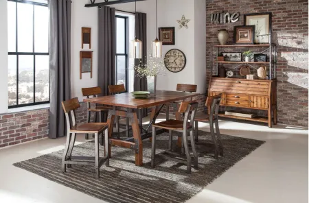 Dayton 7-pc. Counter Height Dining Set in 2-Tone Finish (Rustic Brown & Gunmetal) by Homelegance