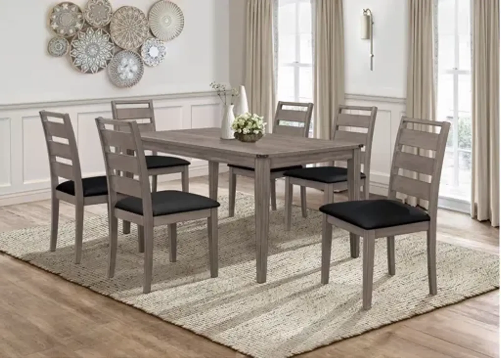 Piper 7-pc. Dining Set in Brownish Gray by Homelegance