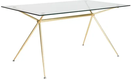 Atos 60" Table in Clear Tempered Glass/Matte Brushed Gold by EuroStyle