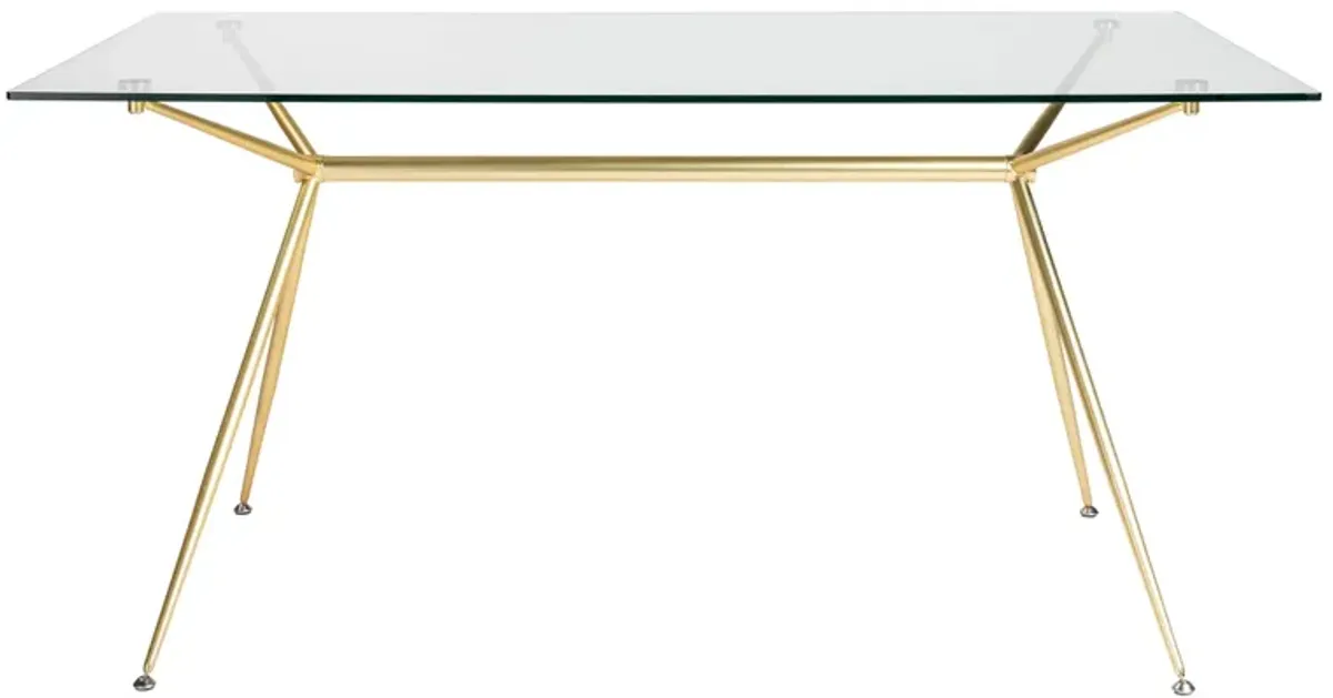 Atos 60" Table in Clear Tempered Glass/Matte Brushed Gold by EuroStyle