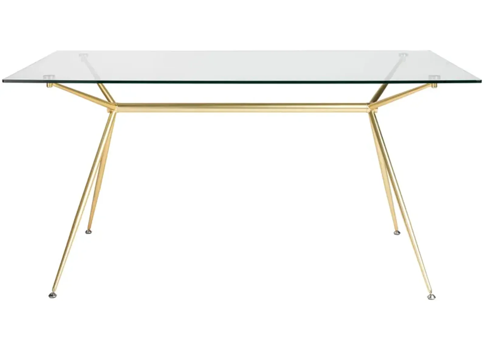 Atos 60" Table in Clear Tempered Glass/Matte Brushed Gold by EuroStyle