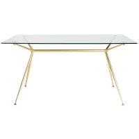 Atos 60" Table in Clear Tempered Glass/Matte Brushed Gold by EuroStyle