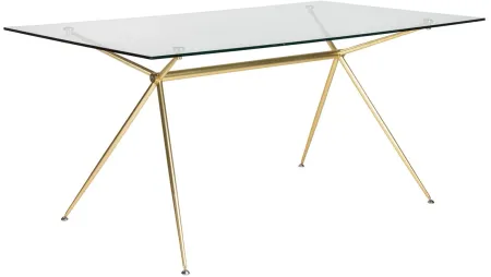 Atos 66" Table in Clear Tempered Glass/Matte Brushed Gold by EuroStyle