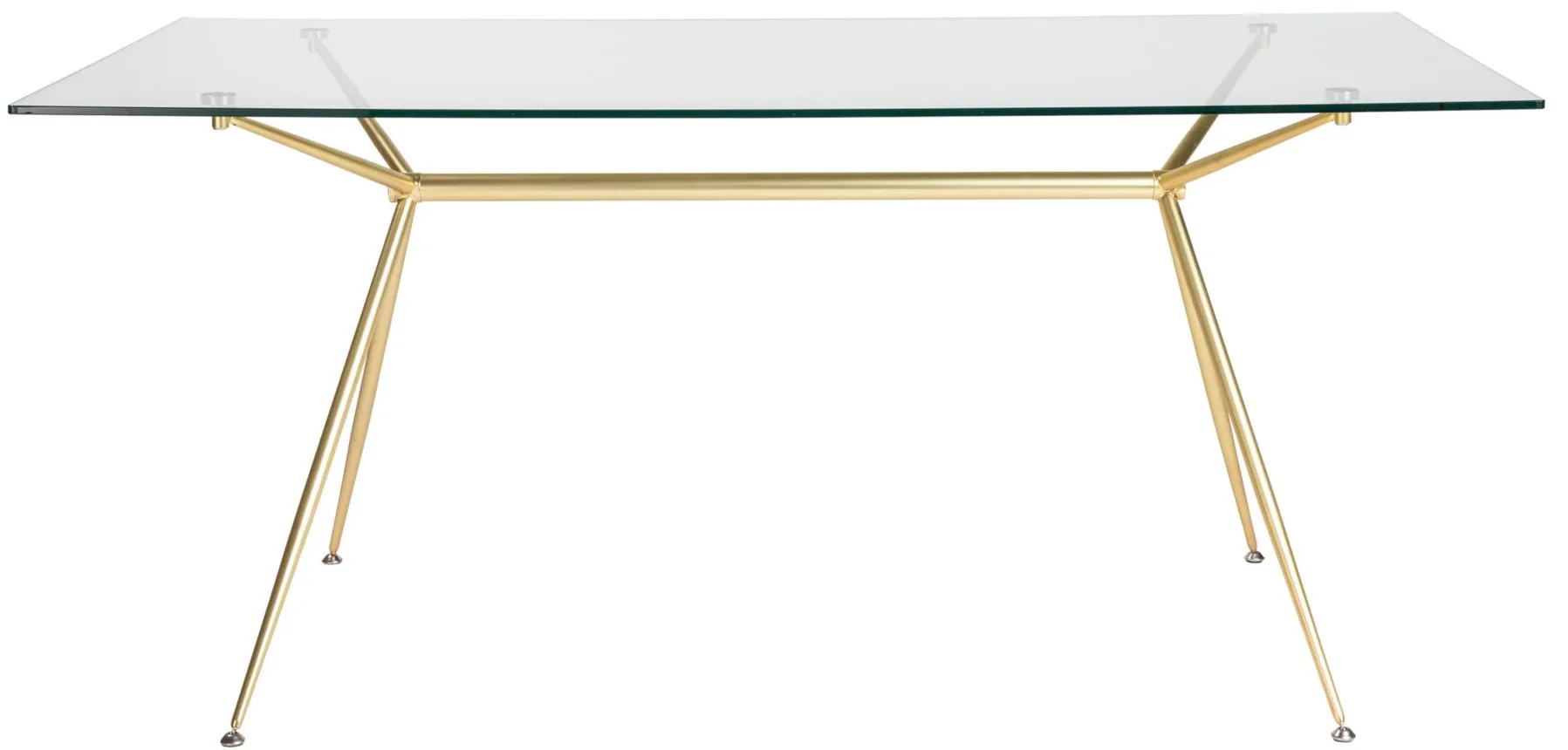 Atos 66" Table in Clear Tempered Glass/Matte Brushed Gold by EuroStyle