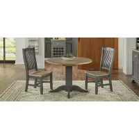 Port Townsend 3-pc. Round Drop-Leaf Dining Set in Gull Gray-Seaside Pine by A-America
