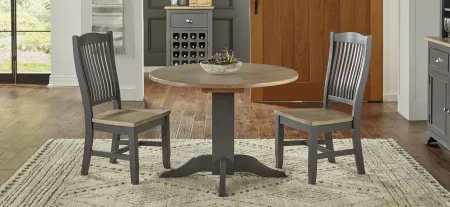 Port Townsend 3-pc. Round Drop-Leaf Dining Set in Gull Gray-Seaside Pine by A-America