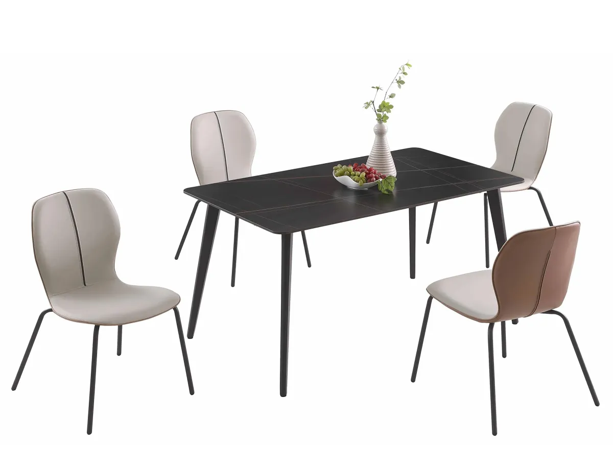 Hannah 5-pc. Dining Set in Black by Chintaly Imports