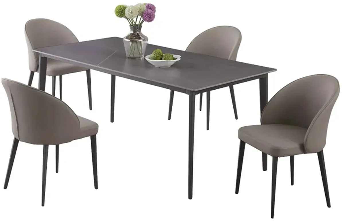 Kate 5-pc. Dining Set in Gray;Black by Chintaly Imports