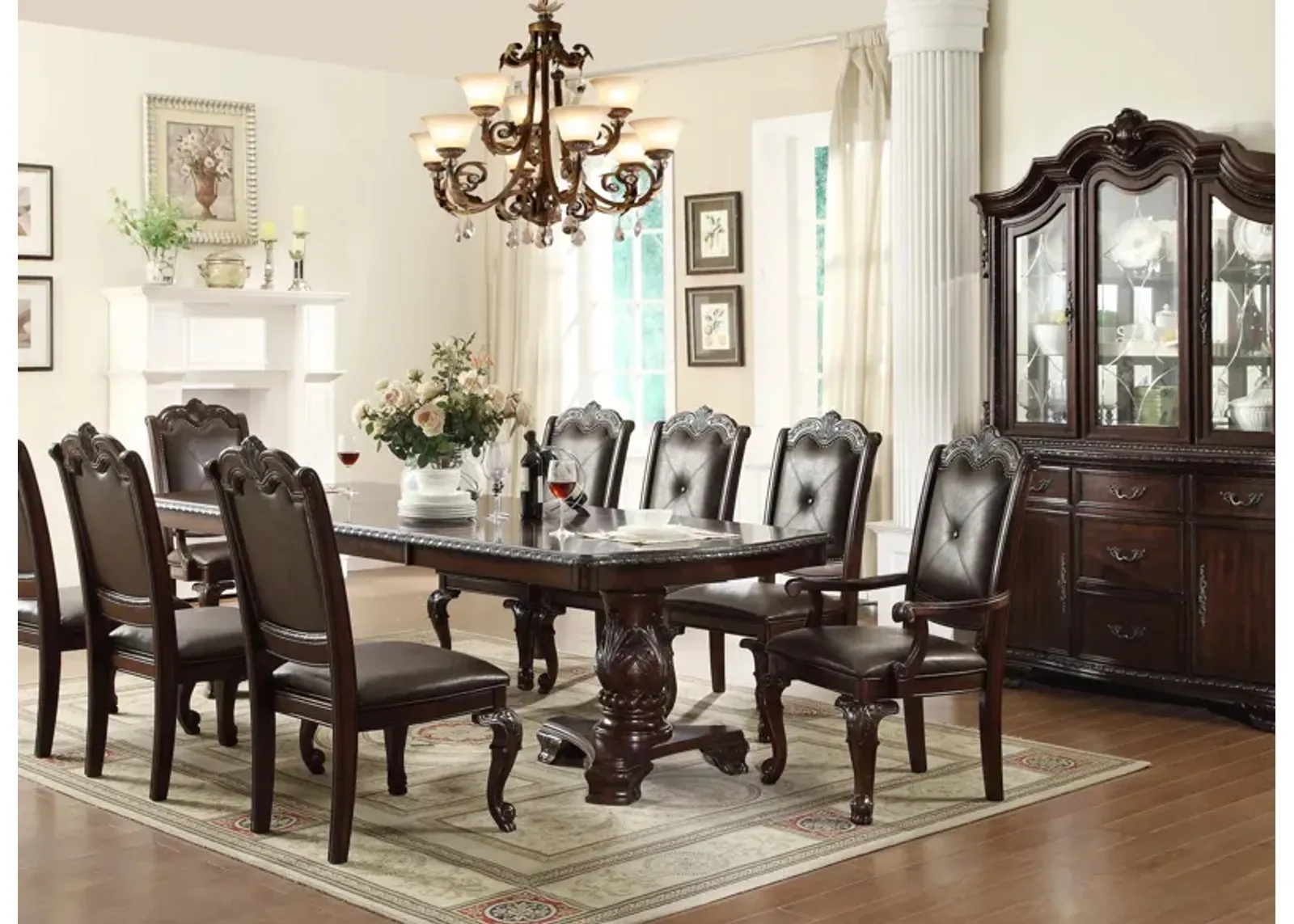 Madilynn 7-pc. Dining Set in Dark Cherry by Crown Mark