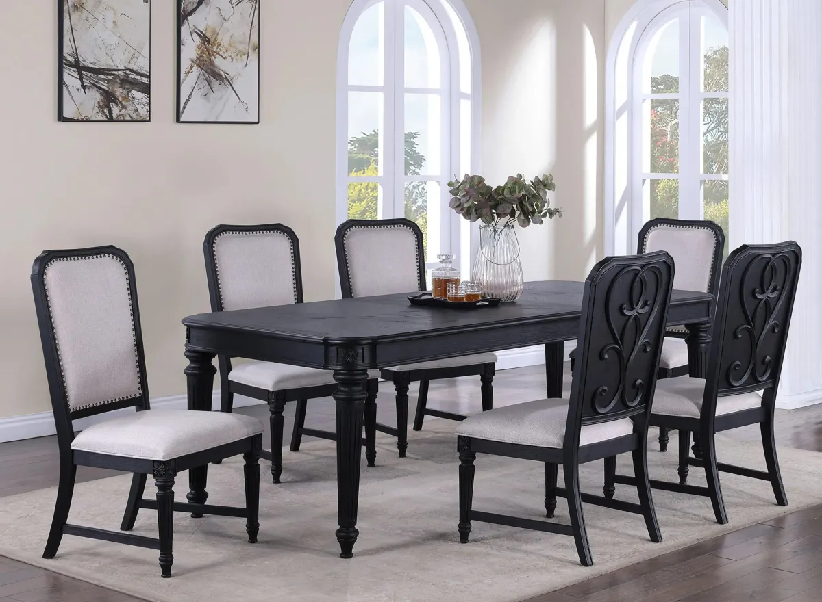 Kingsbury 7-pc. Dining Set in Charcoal Black by Crown Mark