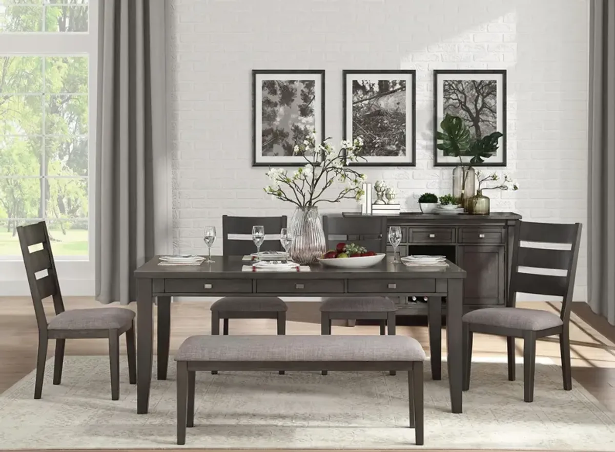 Brindle 6-pc. Dining Room Set With Bench in Gray by Homelegance