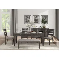 Brindle 6-pc. Dining Room Set with Bench in Gray by Homelegance