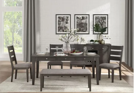 Brindle 6-pc Dining Room Set With Bench in Gray by Homelegance