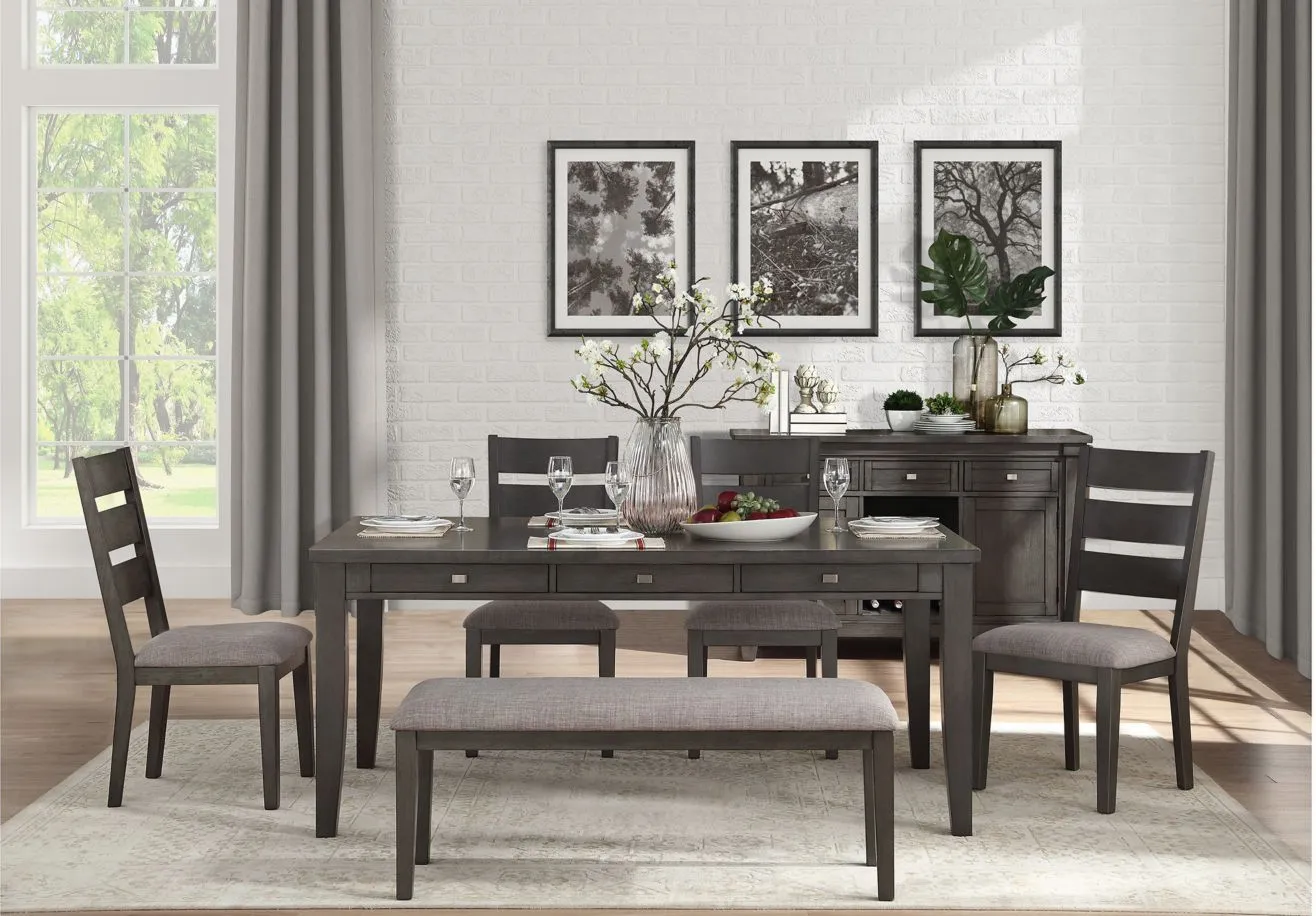 Brindle 6-pc. Dining Room Set with Bench in Gray by Homelegance