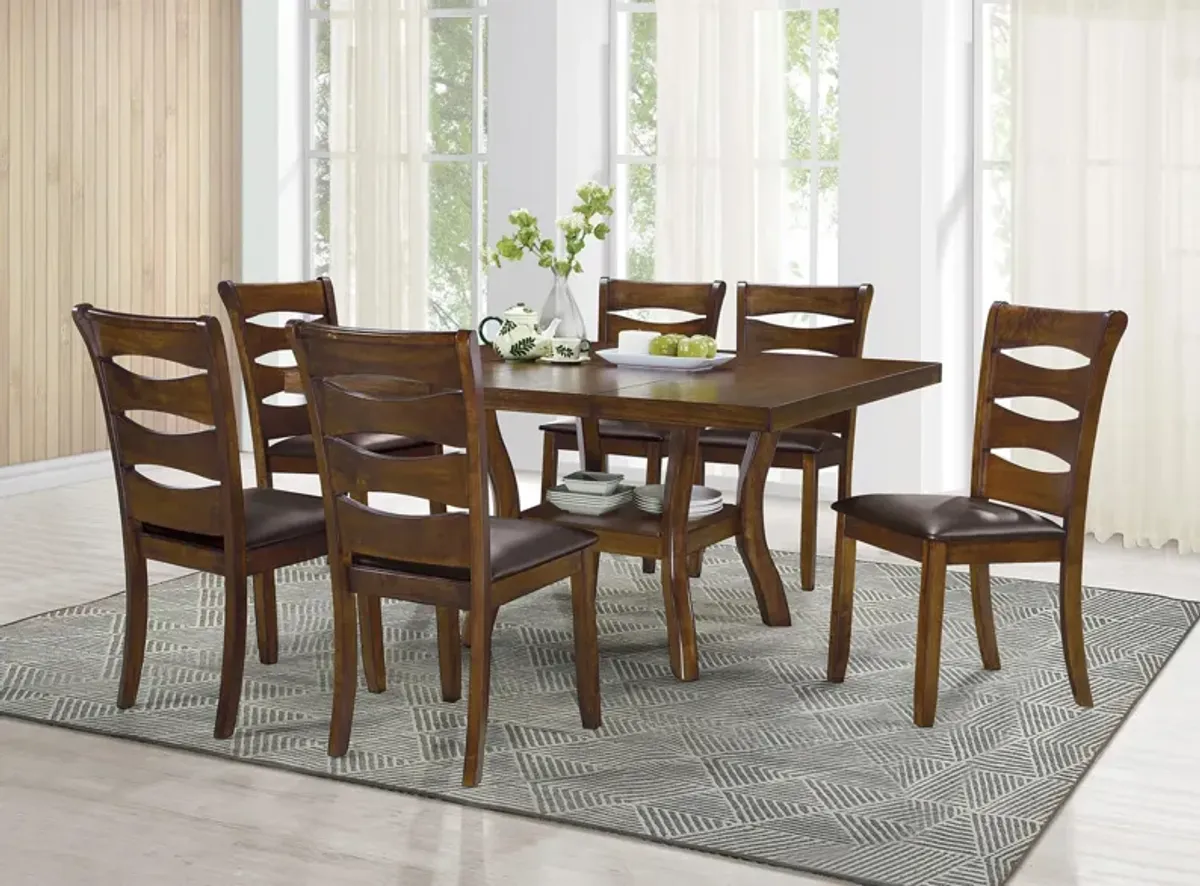 Coring 7-pc. Dining Room Set in Brown by Homelegance