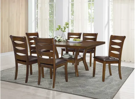 Coring 7-pc Dining Room Set in Brown by Homelegance