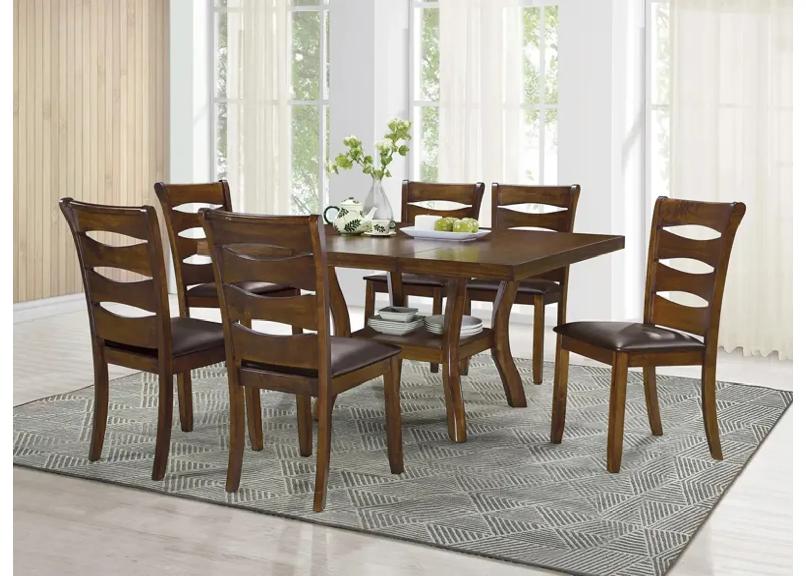 Coring 7-pc. Dining Room Set in Brown by Homelegance