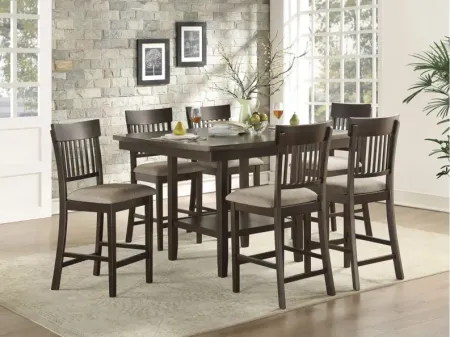 Blair Farm 7-pc Counter Height Dining Set With Slat Back Chairs in Dark Brown by Homelegance