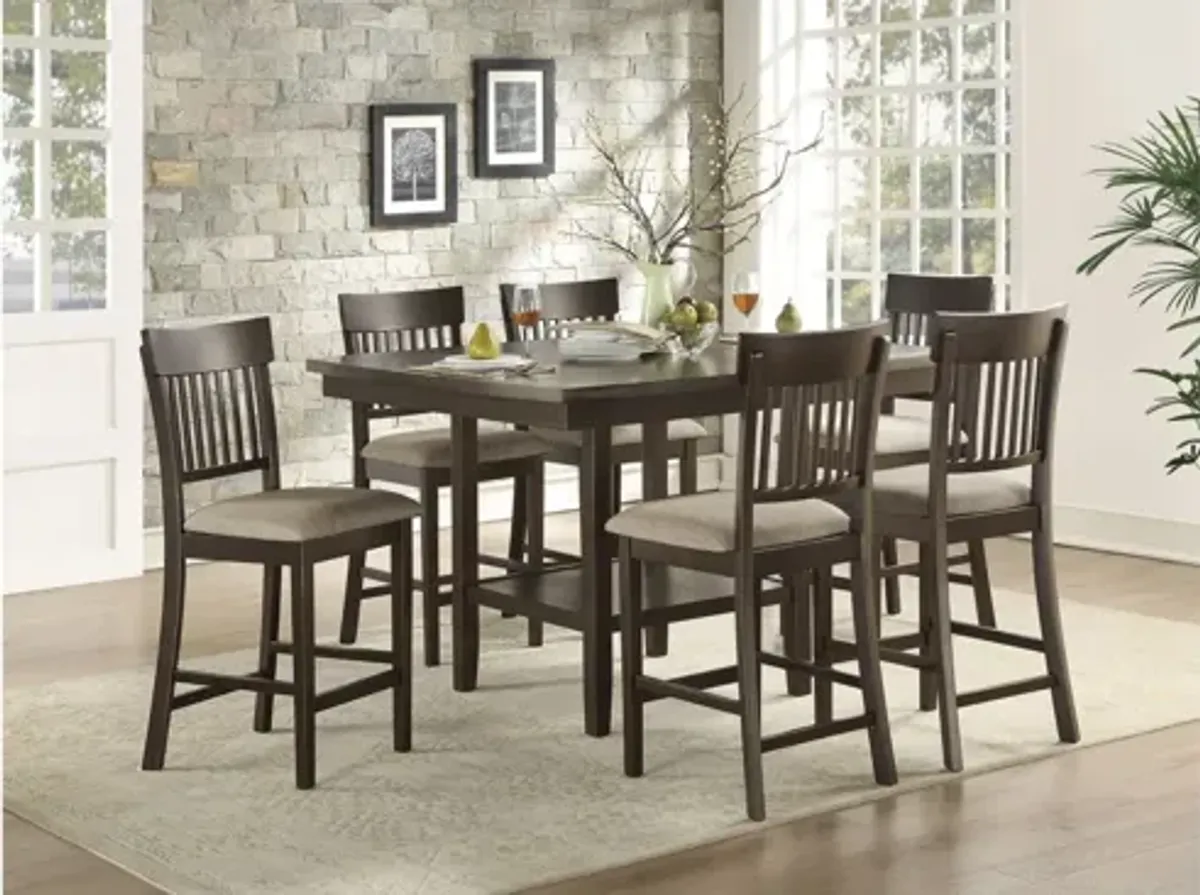 Elmore 7-pc. Counter Height Dining Set With Slat Back Chairs in Dark Brown by Homelegance