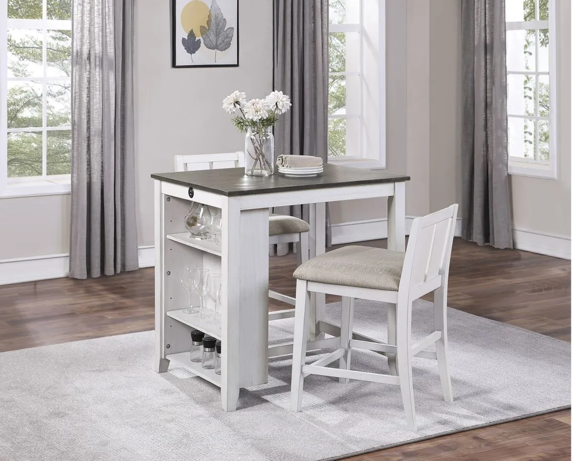 Mezzanine 3-pc. Counter Height Dining Set in 2-Tone Finish (Gray and White) by Homelegance