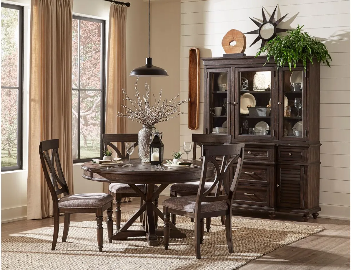 Larkin 5-pc Round Dining Set in Driftwood Charcoal by Homelegance