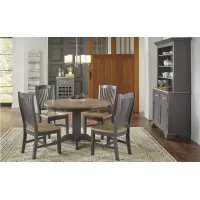 Port Townsend 5-pc. Round Dining Set in Gull Gray-Seaside Pine by A-America