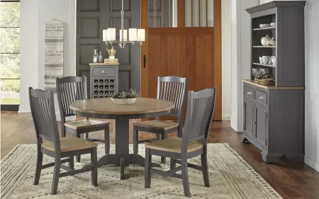 Port Townsend 5-pc. Round Dining Set in Gull Gray-Seaside Pine by A-America