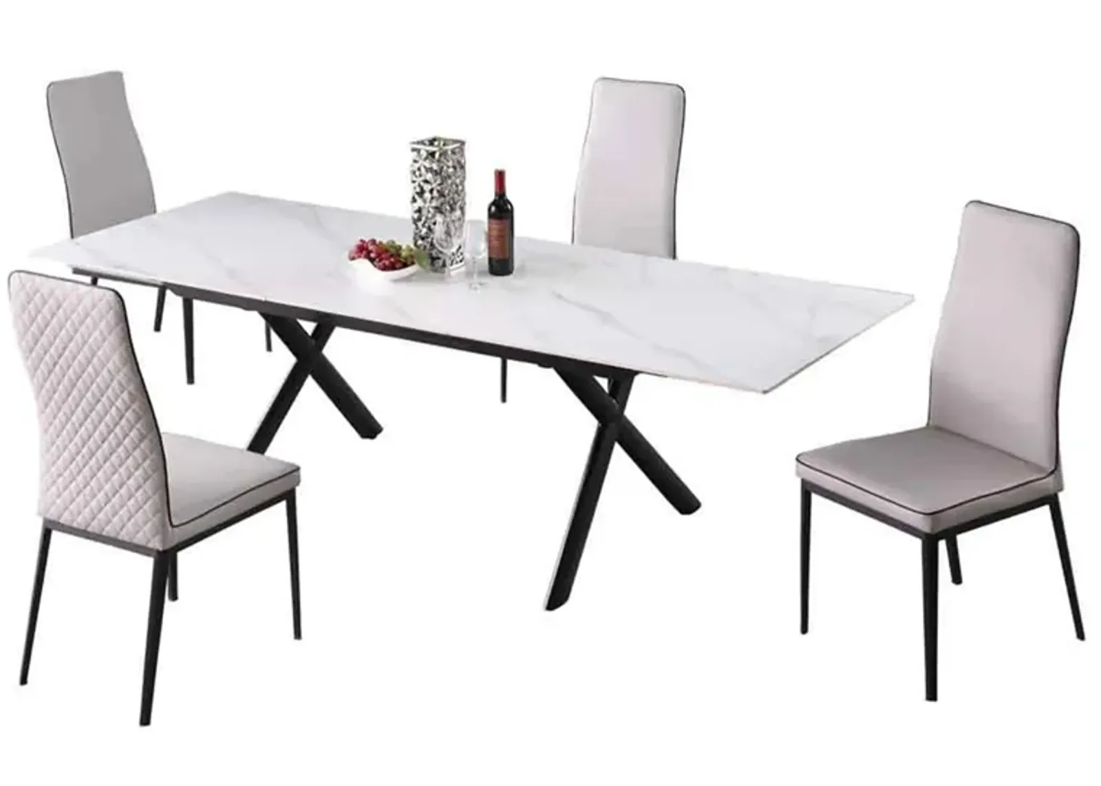 Karol 5-pc. Dining Set in Matte White;Matte Black by Chintaly Imports