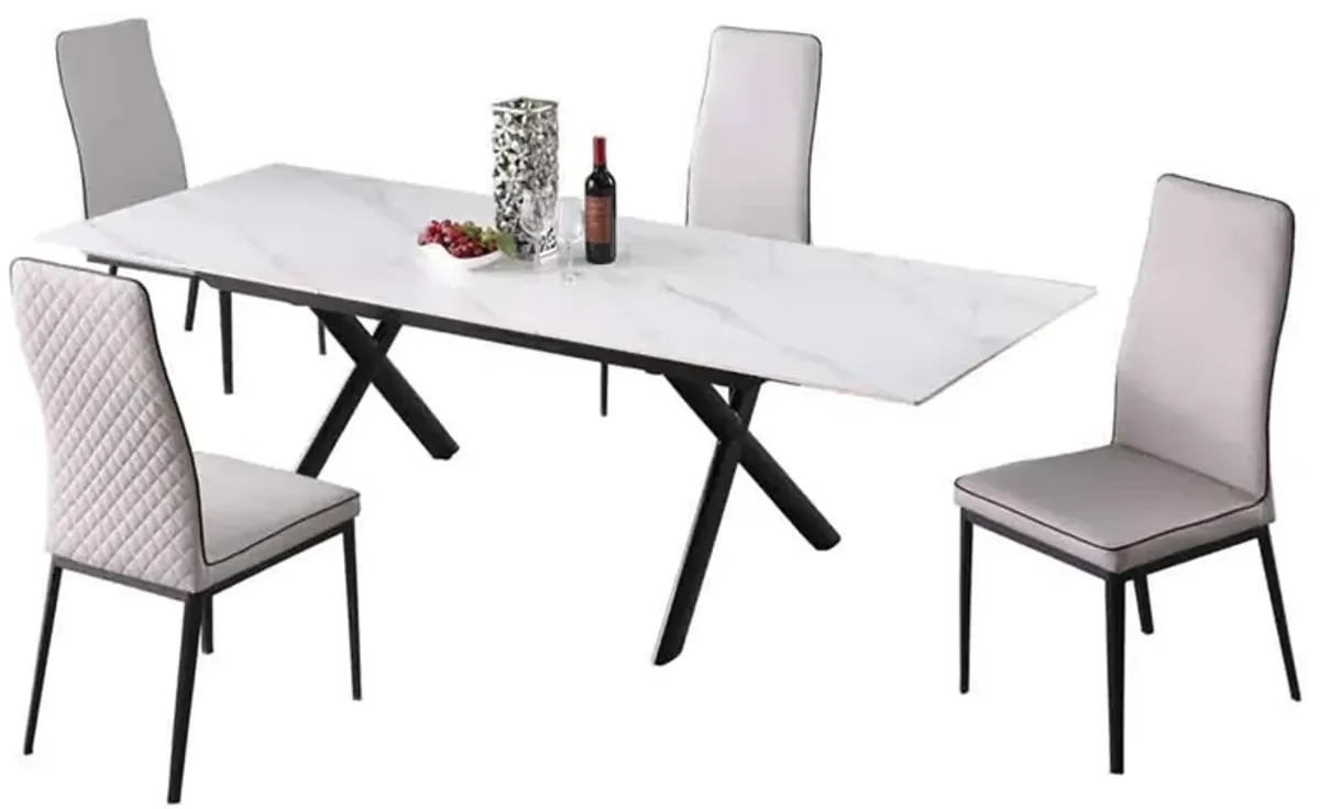 Karol 5-pc. Dining Set in Matte White;Matte Black by Chintaly Imports