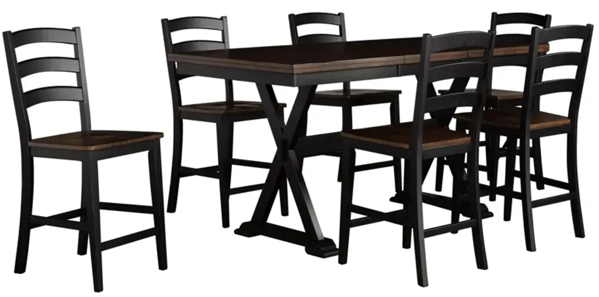 Stone Creek 7-pc. Counter-Height Dining Set in Chickory/Black by A-America