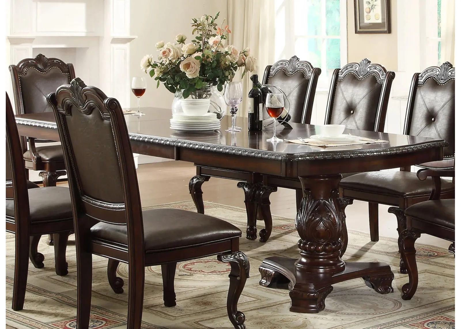 Madilynn Dining Table in Dark Cherry by Crown Mark