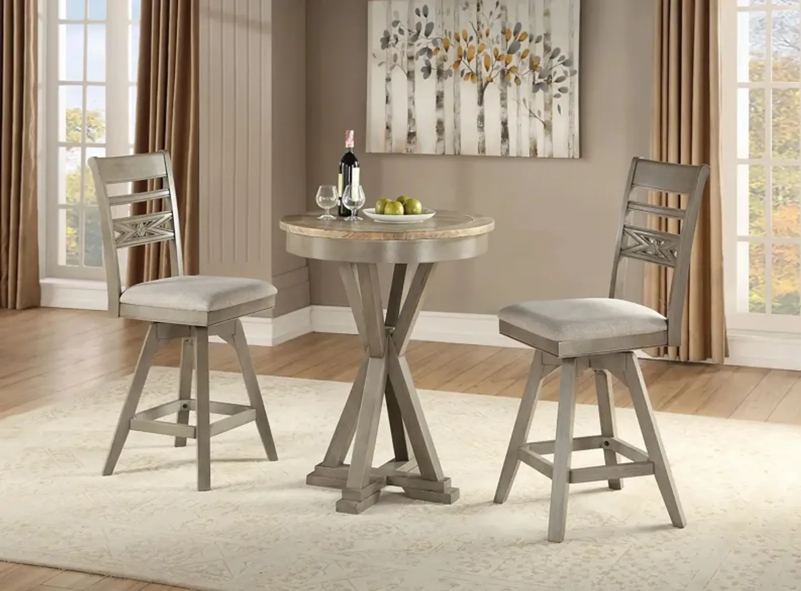 Pine Crest 3-pc. Bar-Height Dining Set