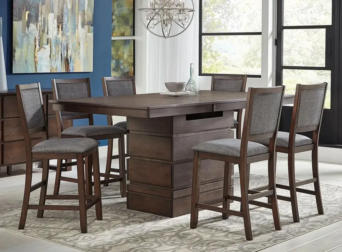 Chesney 7-pc. Counter-Height Dining Set in FALCON BROWN by A-America