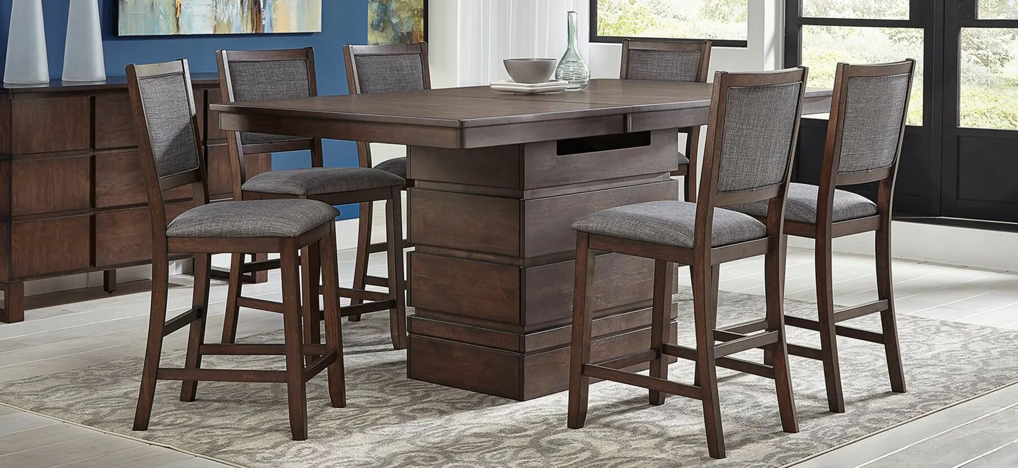Chesney 7-pc. Counter-Height Dining Set in FALCON BROWN by A-America
