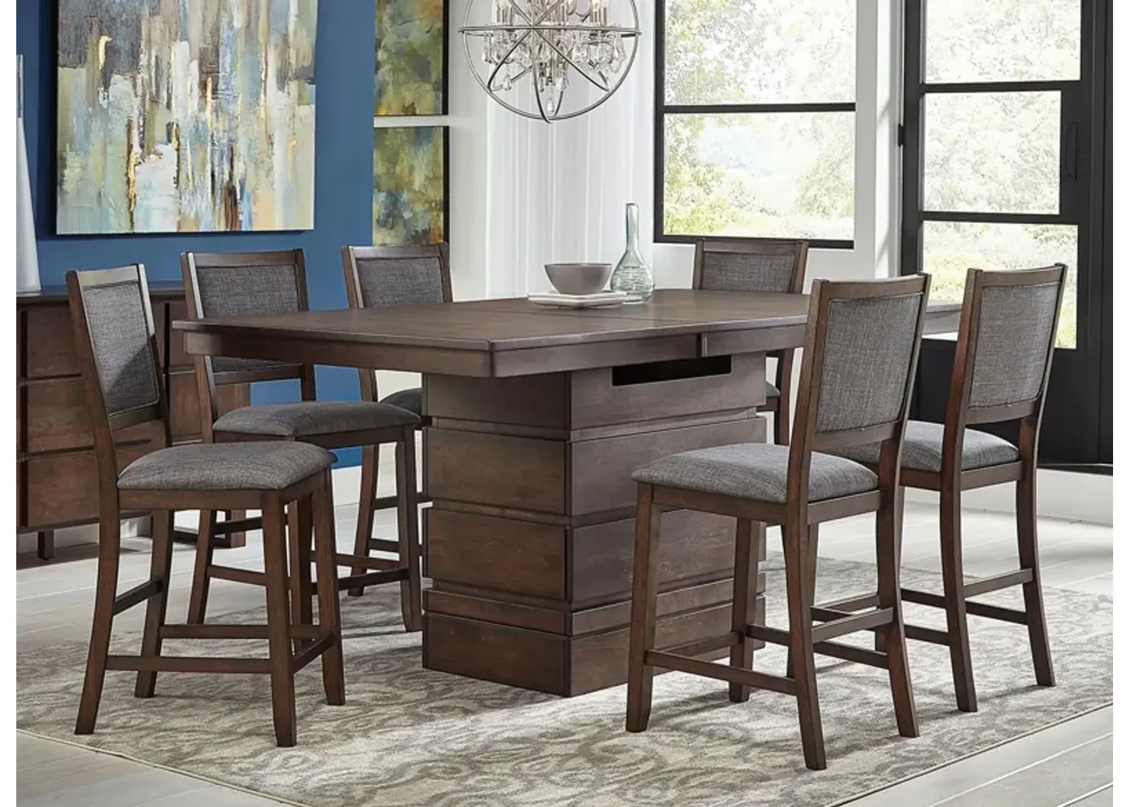 Chesney 7-pc. Counter-Height Dining Set in FALCON BROWN by A-America