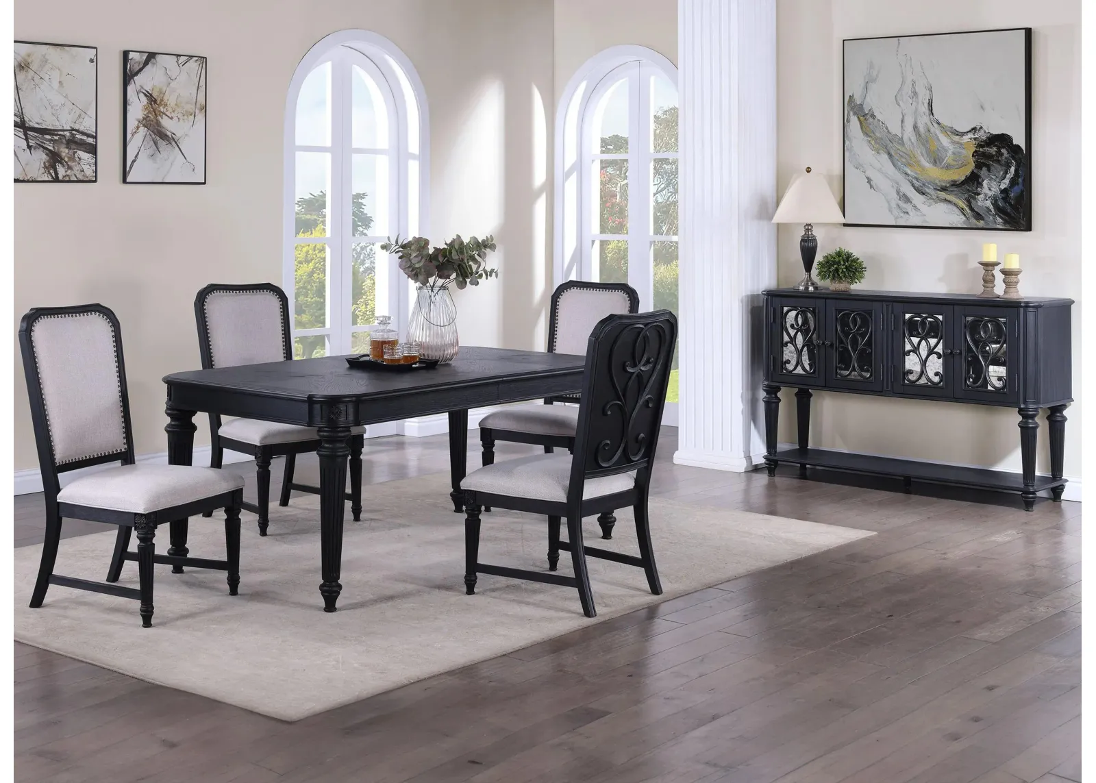 Kingsbury 6-pc. Dining Set in Charcoal Black by Crown Mark