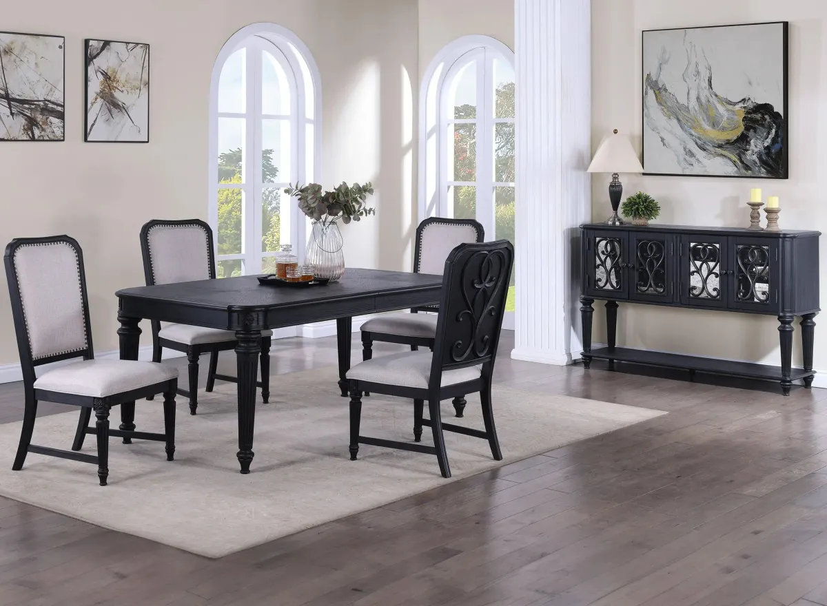 Kingsbury 6-pc. Dining Set in Charcoal Black by Crown Mark