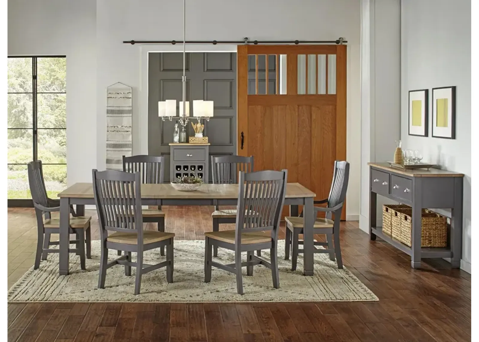 Port Townsend 7-pc. Rectangular Dining Set in Gull Gray-Seaside Pine by A-America