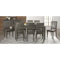 Huron 9-pc. Rectangular Slatback Dining Set in Distressed Gray by A-America