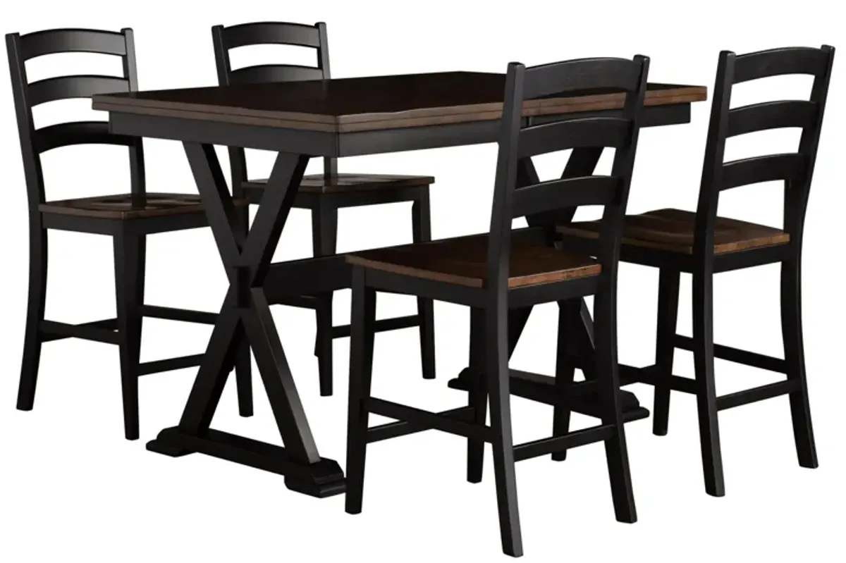 Stone Creek 5-pc. Counter-Height Dining Set in Chickory/Black by A-America