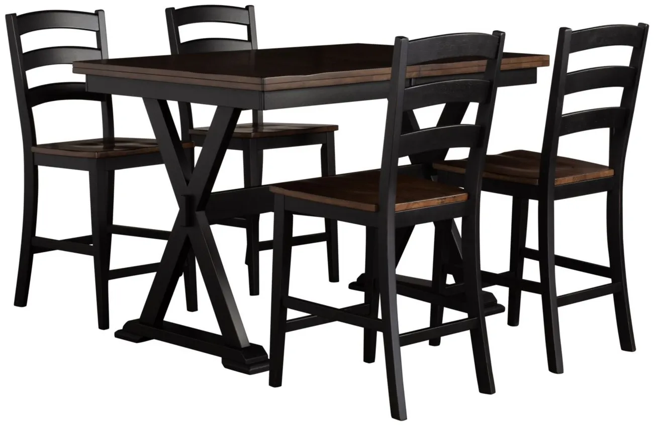 Stone Creek 5-pc. Counter-Height Dining Set in Chickory/Black by A-America