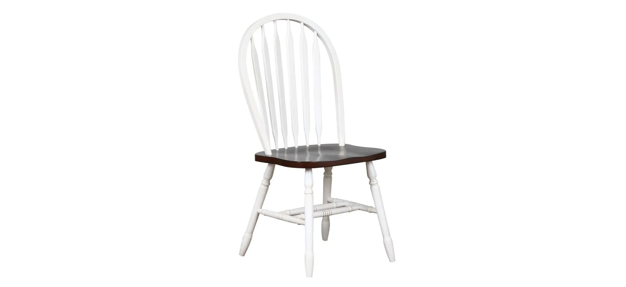 Fenway Arrowback Dining Chair: Set of 2 in Antique White/Chestnut by Sunset Trading