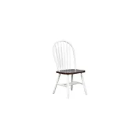 Fenway Arrowback Dining Chair: Set of 2 in Antique White/Chestnut by Sunset Trading