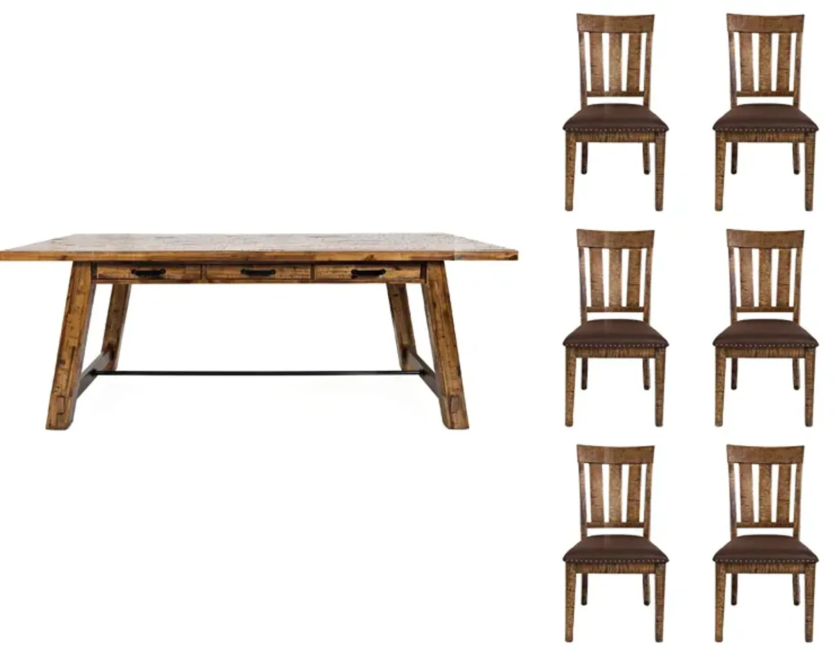 Cannon Valley 7-pc. Trestle Dining Set in Brown / Distressed Natural by Jofran