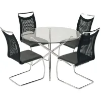 Nico 5-pc. Glass Dining Set in Black / Chrome by Chintaly Imports