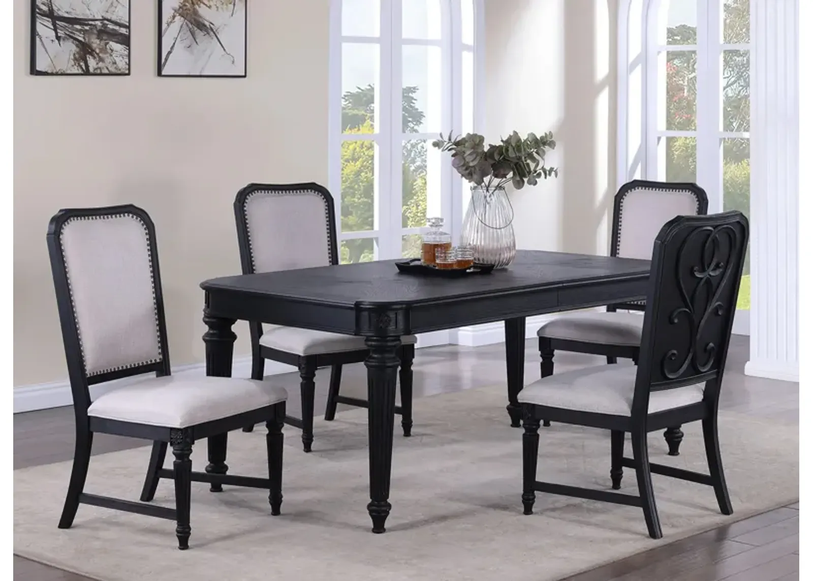 Kingsbury 5-pc. Dining Set in Charcoal Black by Crown Mark