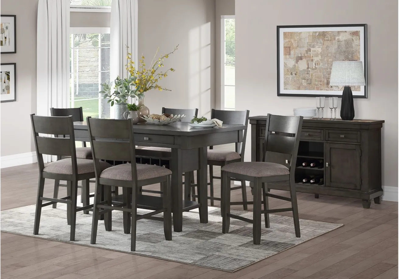 Brindle 7-pc Counter Height Dining Room Set in Gray by Homelegance