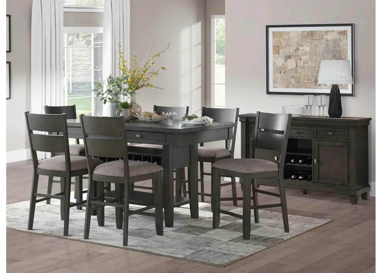 Brindle 7-pc. Counter Height Dining Room Set in Gray by Homelegance