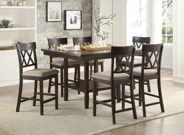 Elmore 7-pc. Counter Height Dining Set With Cross Back Chairs