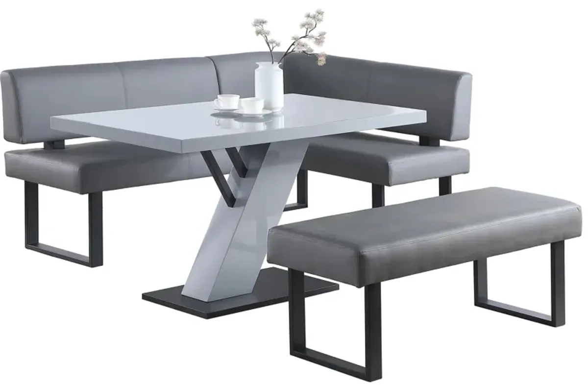 Linden 3-pc. Dining Set in Gray by Chintaly Imports